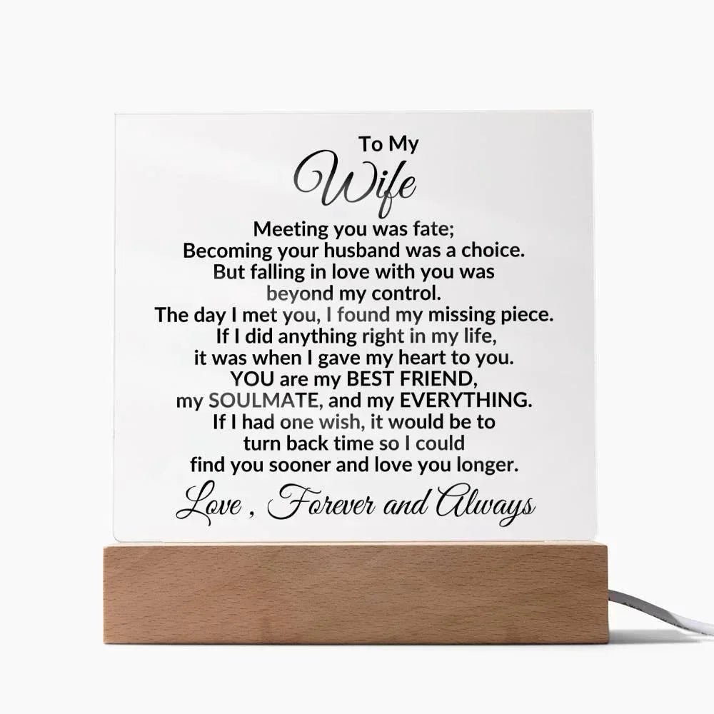 Heartfelt Gift for Wife You are My Best Friend, My Everything - Square Acrylic Plaque Personalized Birthday Anniversary Valentine Holiday