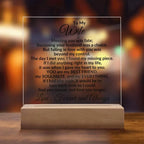 Heartfelt Gift for Wife You are My Best Friend, My Everything - Square Acrylic Plaque Personalized Birthday Anniversary Valentine Holiday