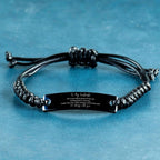 Heartfelt Soulmate Engraved Black Leather Rope Bracelet - Life is Learning to Dance in the Rain - Birthday, Christmas Holiday Gifts