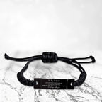 Heartfelt Soulmate Engraved Black Leather Rope Bracelet - Life is Learning to Dance in the Rain - Birthday, Christmas Holiday Gifts