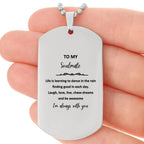 Heartfelt Soulmate Engraved Silver Dog Tag Necklace - Life is Learning to Dance in the Rain - Birthday, Christmas Holiday Gifts