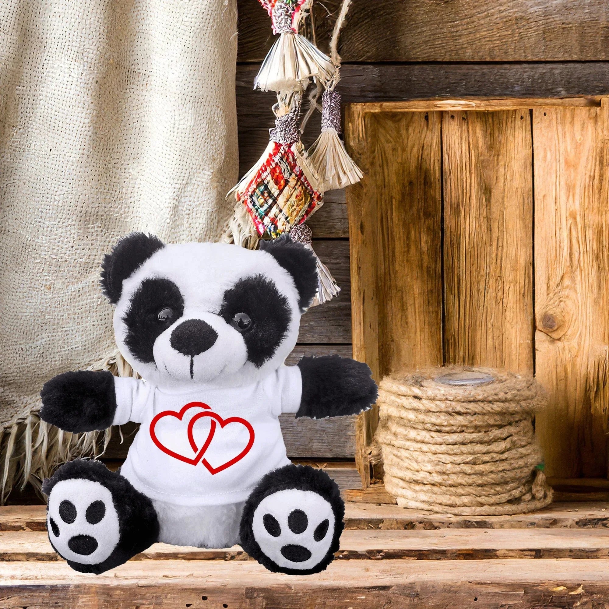 Two Hearts Beat as One - Plush Lamb, Panda, or Teddy Bear with Tee Shirt