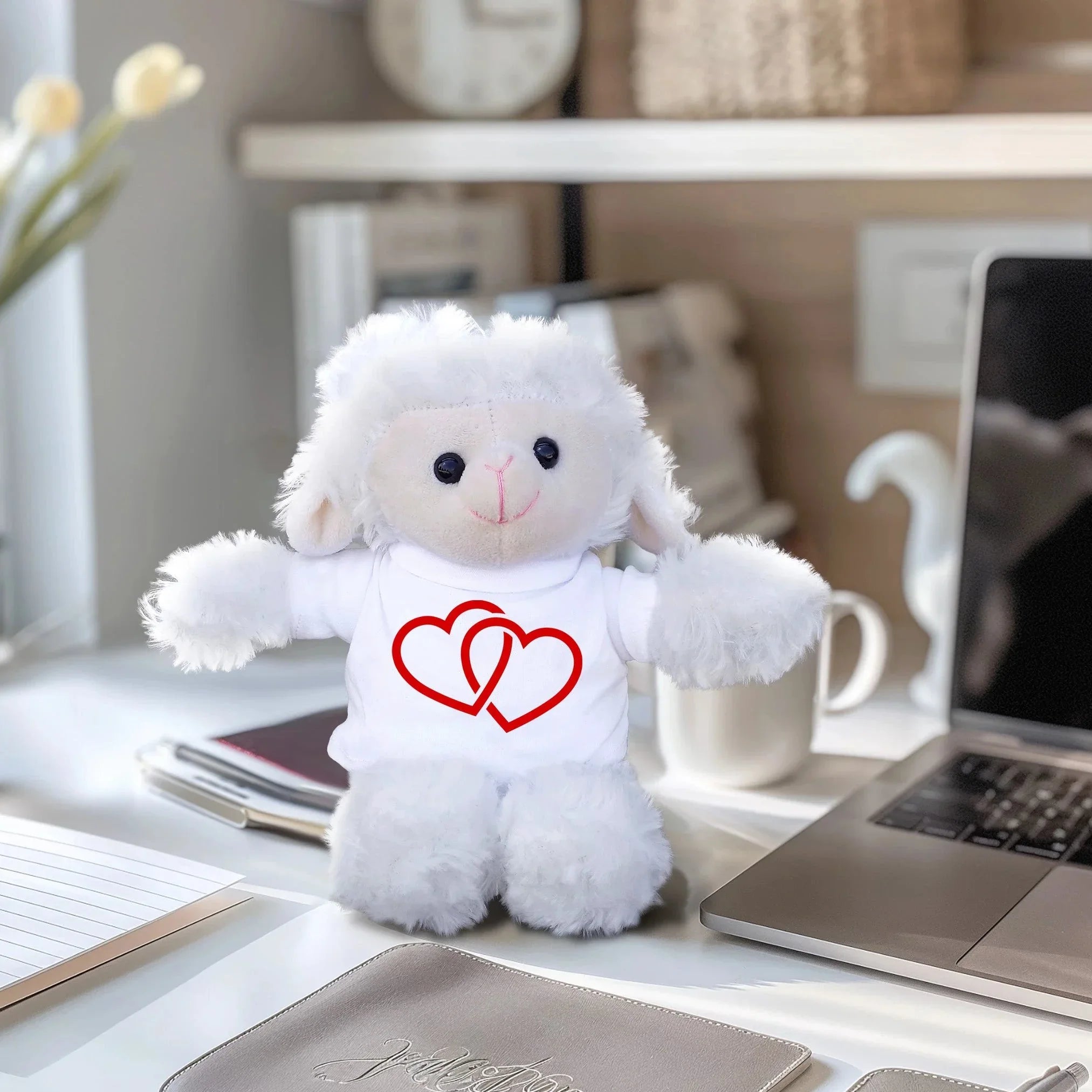 Two Hearts Beat as One - Plush Lamb, Panda, or Teddy Bear with Tee Shirt