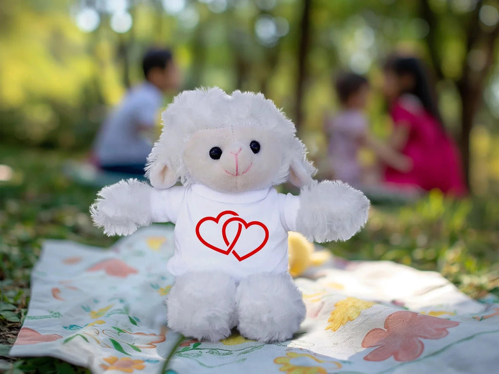 Two Hearts Beat as One - Plush Lamb, Panda, or Teddy Bear with Tee Shirt