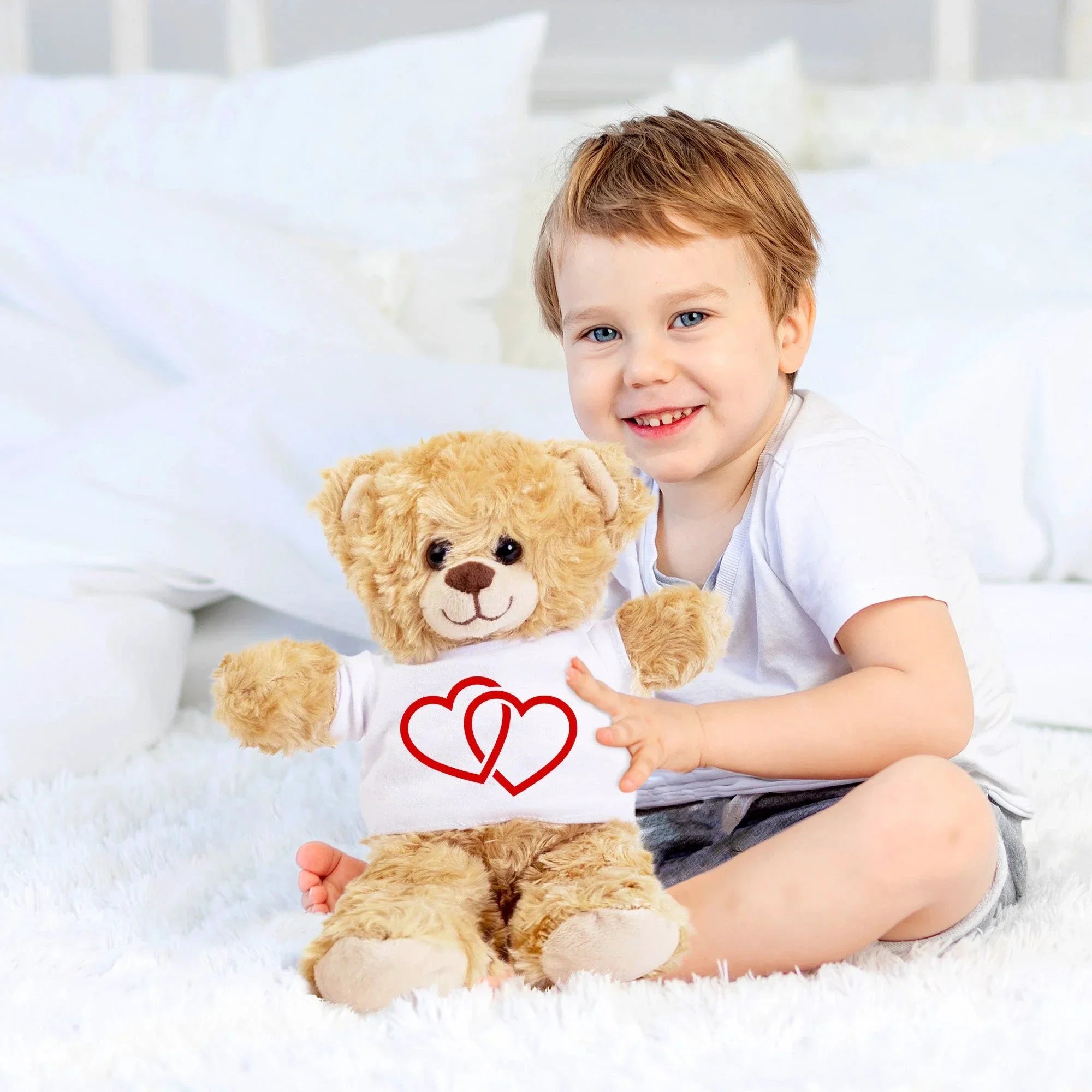 Two Hearts Beat as One - Plush Lamb, Panda, or Teddy Bear with Tee Shirt