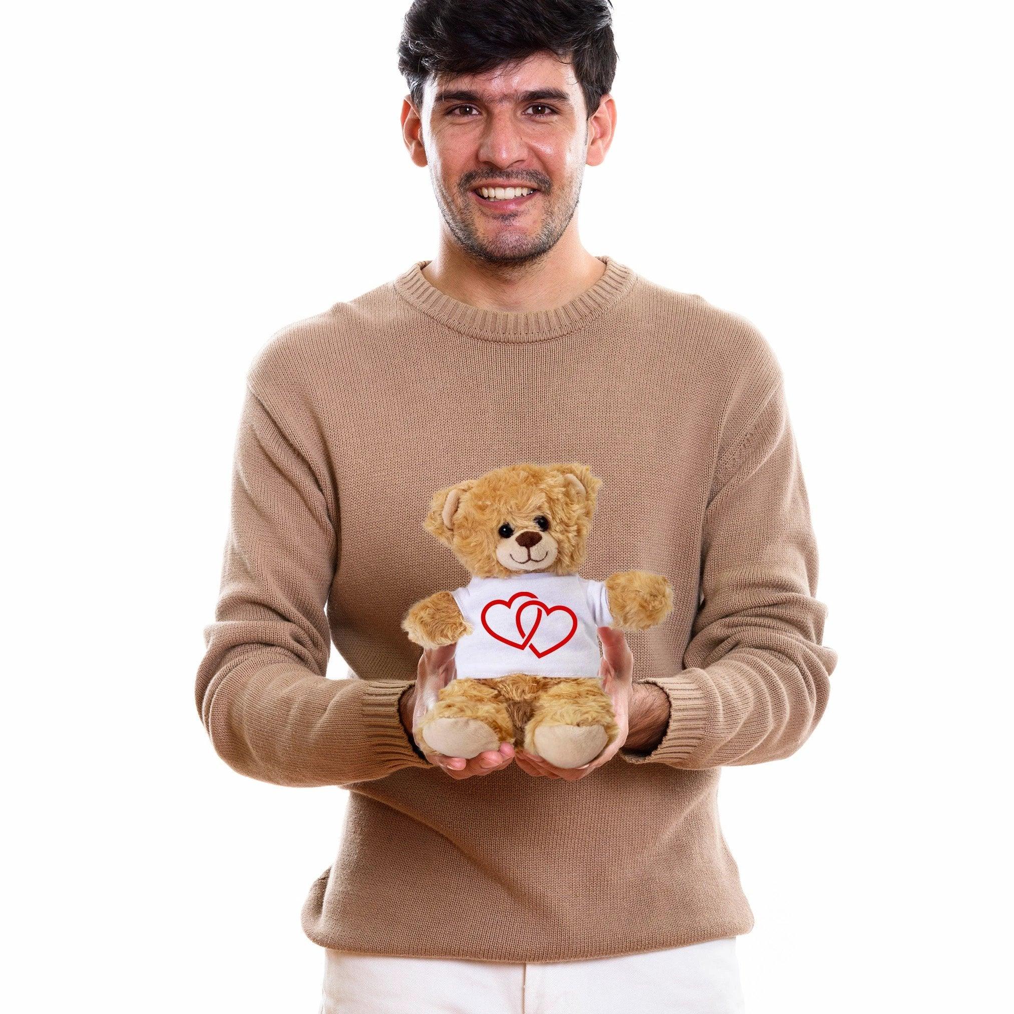 Two Hearts Beat as One - Plush Lamb, Panda, or Teddy Bear with Tee Shirt