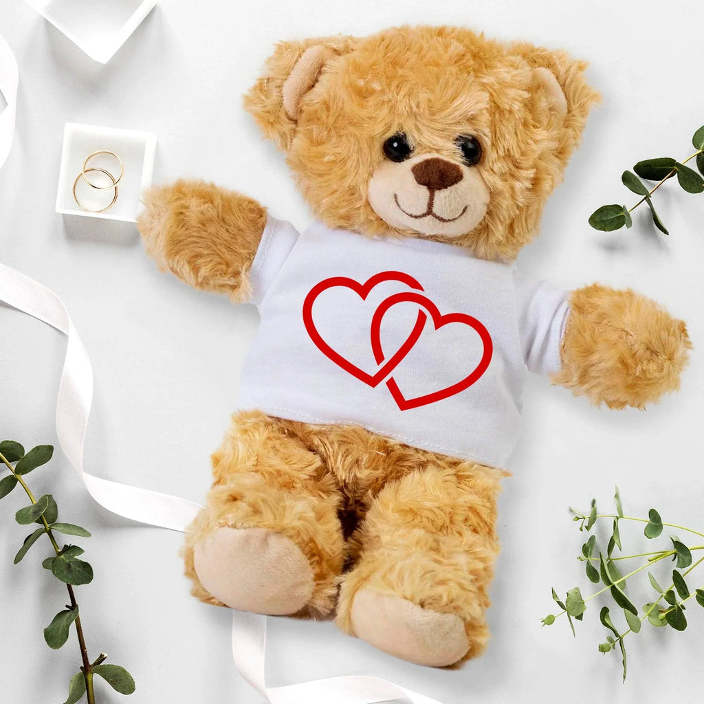 Two Hearts Beat as One - Plush Lamb, Panda, or Teddy Bear with Tee Shirt