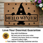 Hello Winter Gnome Doormat – Festive Coir Welcome Mat | Cute Scandinavian Holiday Porch Décor | Rustic Winter Entryway Rug
