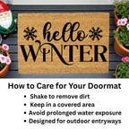 Hello Winter Coir Doormat – Snowflake Welcome Mat | Cozy Farmhouse Front Porch Décor | Rustic Holiday Entryway Rug