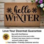 Hello Winter Coir Doormat – Snowflake Welcome Mat | Cozy Farmhouse Front Porch Décor | Rustic Holiday Entryway Rug