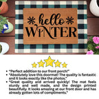 Hello Winter Coir Doormat – Snowflake Welcome Mat | Cozy Farmhouse Front Porch Décor | Rustic Holiday Entryway Rug