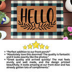 Hello Coir Doormat with Leaf Design – Simple Welcome Mat | Modern Farmhouse Front Porch Decor | Everyday Entryway Rug