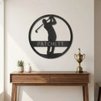 Personalized Golfer Metal Wall Art Custom Name Golf Sign Man Cave Decor Golf Gift for Dad Golf Lover Metal Wall Sign Outdoor Decor