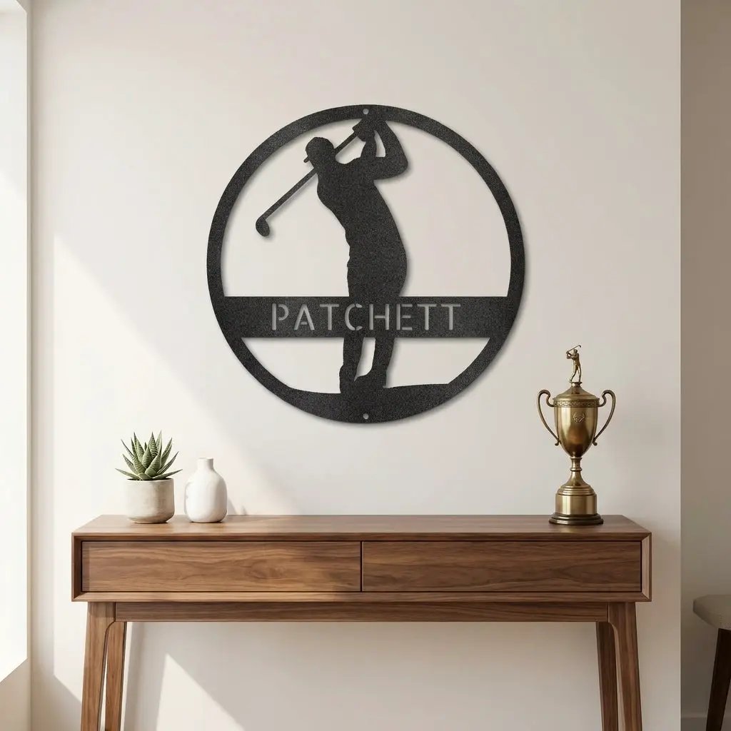 Personalized Golfer Metal Wall Art Custom Name Golf Sign Man Cave Decor Golf Gift for Dad Golf Lover Metal Wall Sign Outdoor Decor