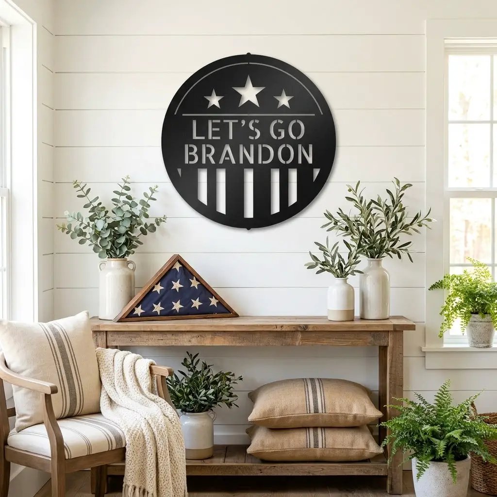 Personalized Patriotic Metal Wall Art Sign – Custom American Shield Steel Decor – Rustic USA Flag Wall Hanging – Farmhouse Patriotic Home Decor