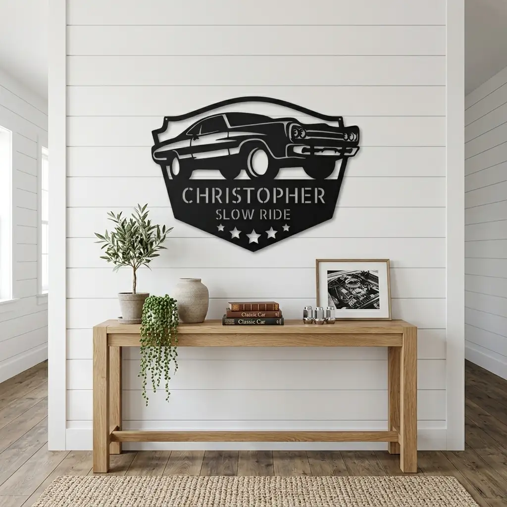 Classic Car Custom Name Indoor Outdoor Steel Wall Sign