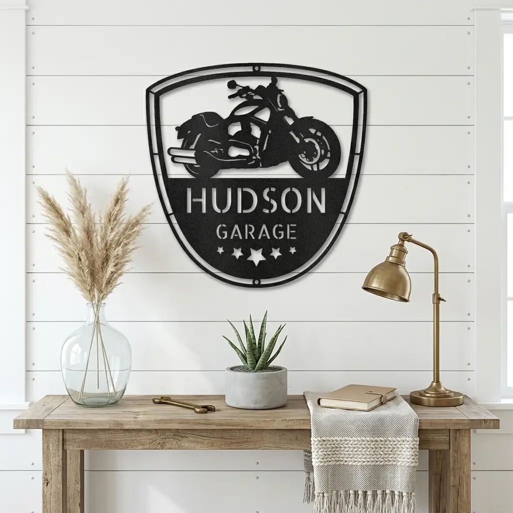 Motorcycle Personalized Metal Sign | Custom Biker Garage Wall Art | Motorcycle Man Cave Decor | Rider Gift | Made in USA
