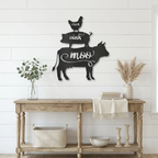 Farm Animals Metal Wall Art – Cow Pig Chicken Kitchen Decor – Farmhouse Wall Decor – Rustic Kitchen Sign – Country Home Decor
