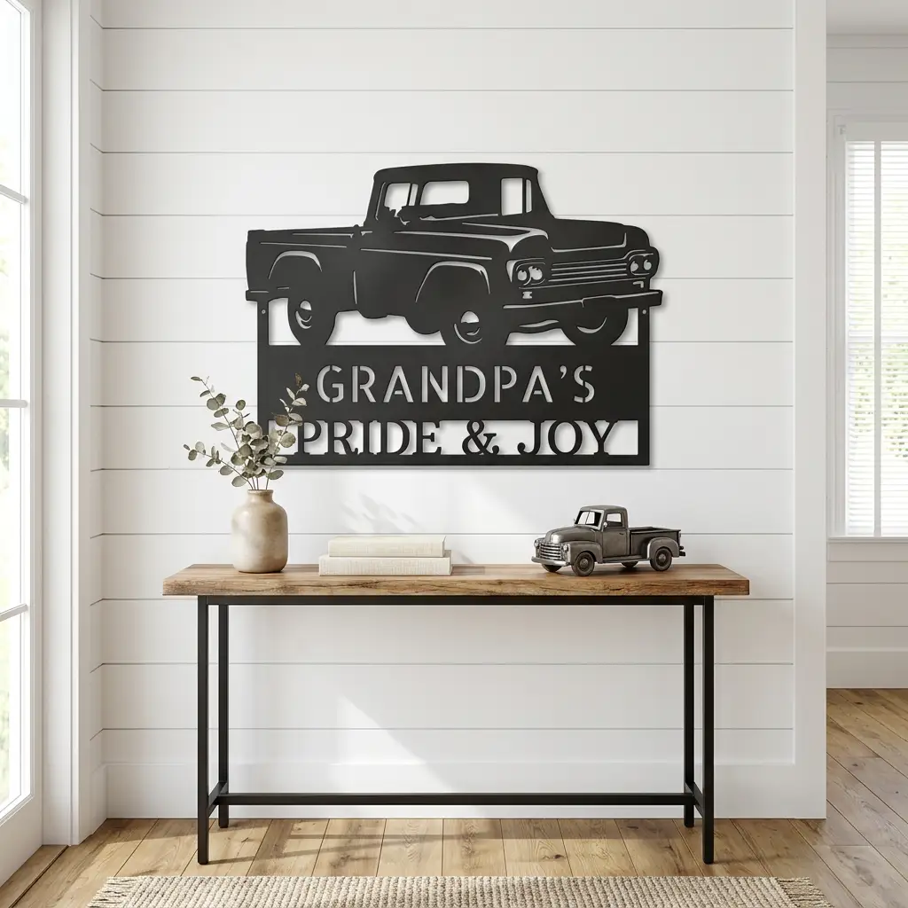 Classic Pickup Truck Personalized Metal Wall Art | Custom Vintage Truck Garage Sign | Rustic Farmhouse Truck Decor | Man Cave, Garage & Grandpa Gift | Made in USA