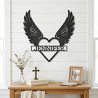Personalized Angel Wings Memorial Metal Wall Art – Custom Name Remembrance Sign – Sympathy Gift – In Loving Memory Decor – Bereavement Gift