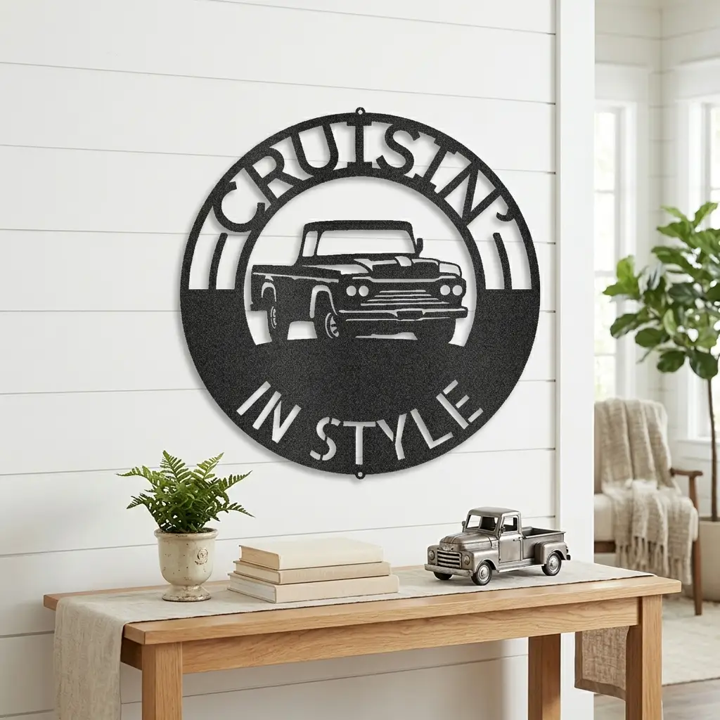 Classic Pickup Truck Personalized Indoor Outdoor Steel Sign Wall Sign