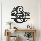Personalized Mr And Mrs Metal Wall Art Custom Family Name Sign Wedding Decor Monogram Wall Decor Couple Gift Housewarming Sign