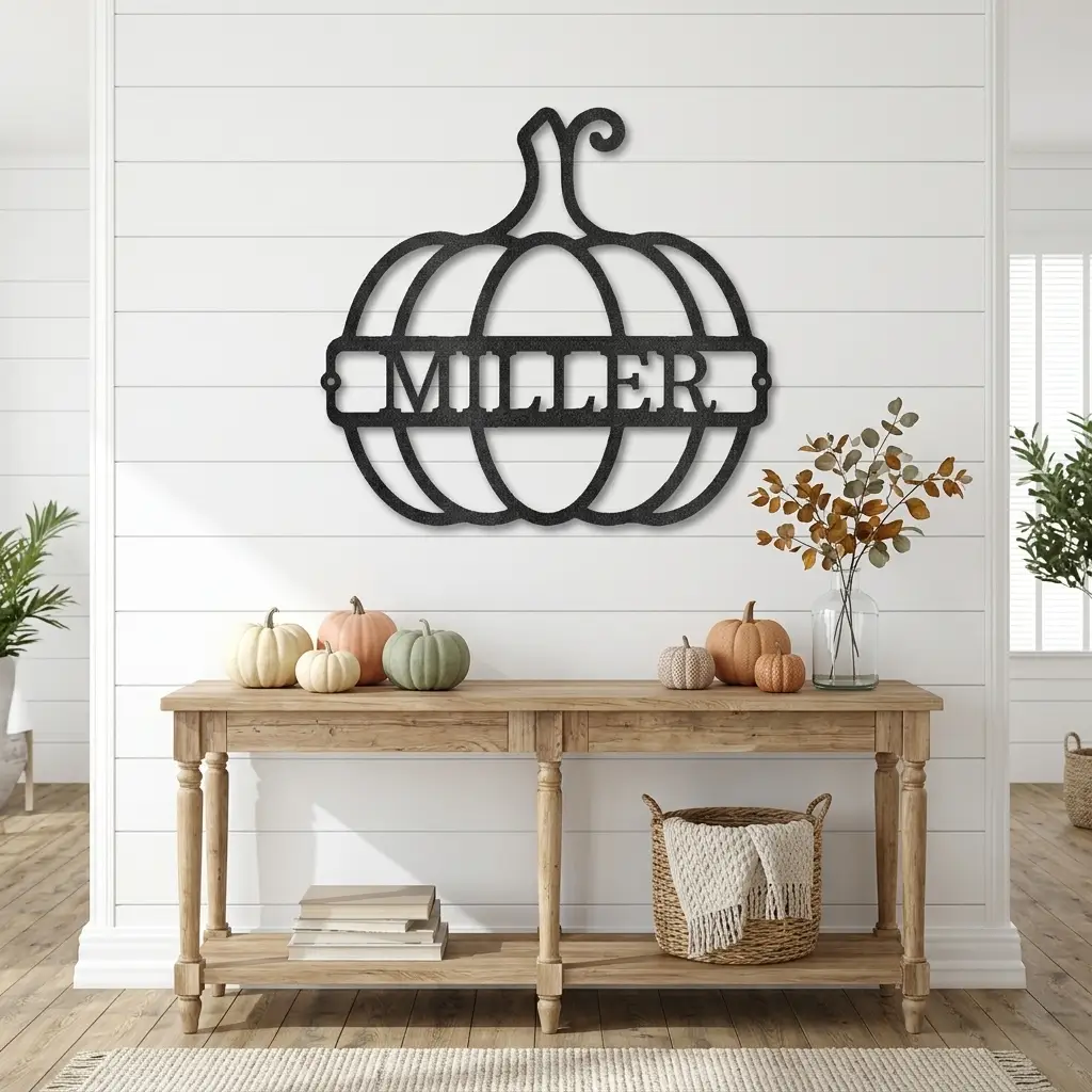 Personalized Pumpkin Metal Sign | Custom Fall Name Sign | Pumpkin Wall Decor | Autumn & Thanksgiving Metal Art | Housewarming Gift | Made in USA