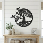 Tree of Life with Birds Metal Wall Art | Nature Inspired Steel Wall Decor | Rustic Tree Silhouette | Made in USA