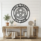 Personalized Celtic Knot Metal Wall Art | Custom Wedding Name Sign | Celtic Trinity Knot Steel Wall Decor | Anniversary Gift | Made in USA