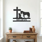Cowgirl Kneeling Monogram Steel Sign Indoor Outdoor Decor