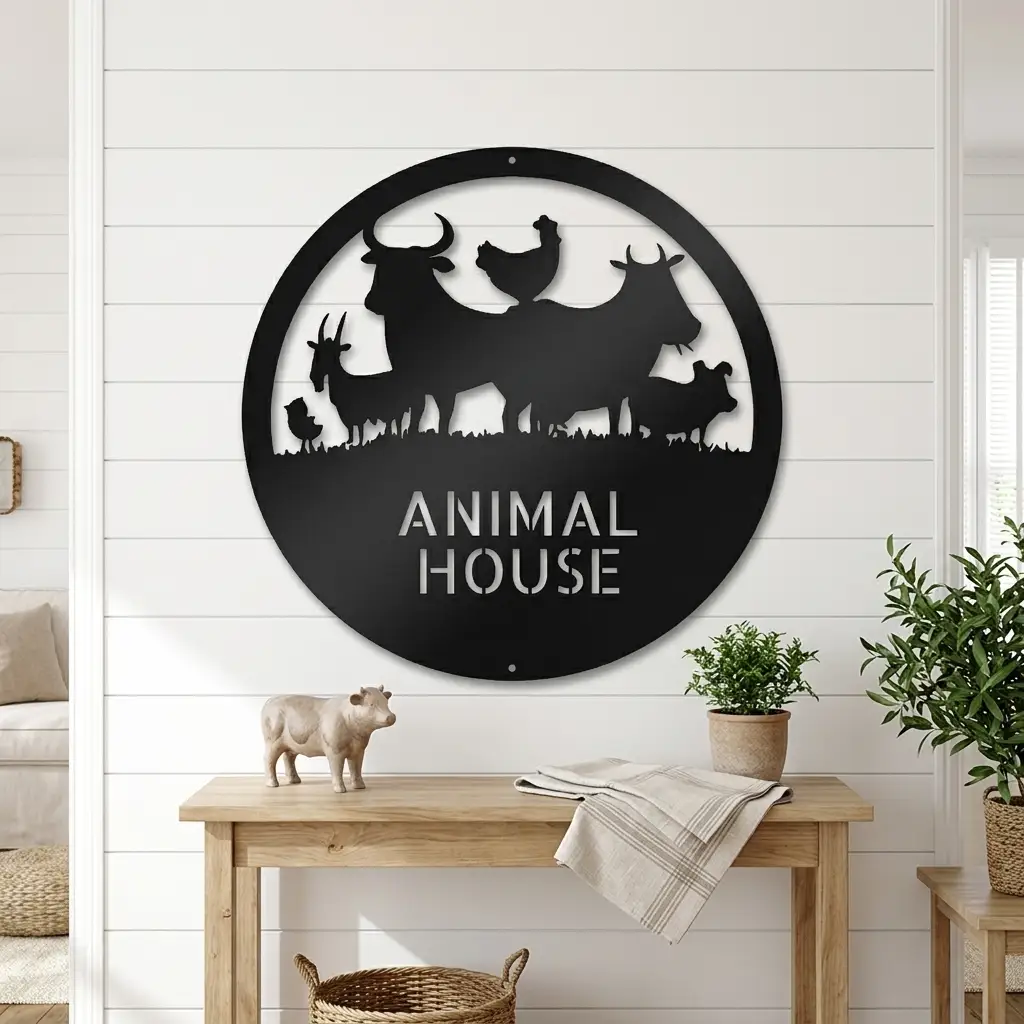 Personalized Farm Animal Metal Sign | Custom Barnyard Wall Decor | Farmhouse Animal Name Sign | Rustic Livestock Metal Art | Homestead Gift | Made in USA