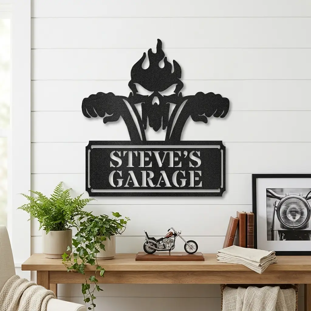 Rough Rider Monogram Personalized Biker Motorcycle Steel Wall Sign Art
