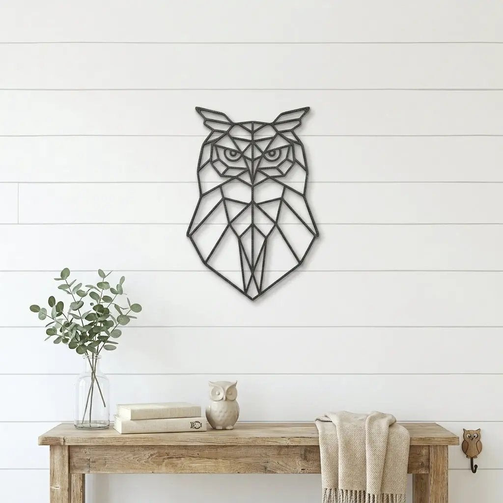 Geometric Owl Metal Wall Art | Modern Owl Metal Decor | Abstract Polygon Owl Wall Hanging | Contemporary Wildlife Wall Art | Nature Inspired Home Decor | Made in USA