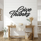 Give Thanks Metal Sign, Farmhouse Wall Decor, Thanksgiving Decor, Script Wall Art, Fall Home Decor, Gratitude Sign