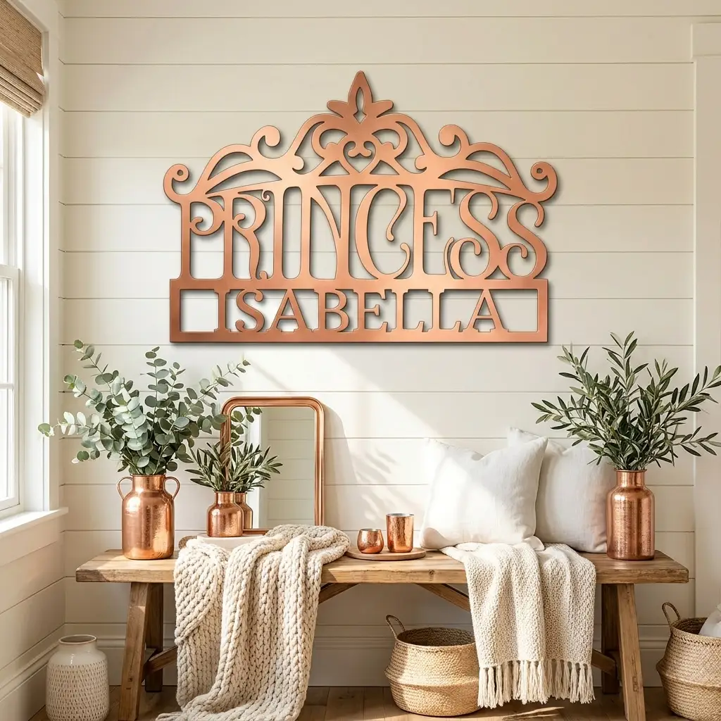 Personalized Princess Crown Metal Wall Art | Custom Princess Name Sign | Princess Bedroom Decor | Girls Room Metal Sign | Made in USA
