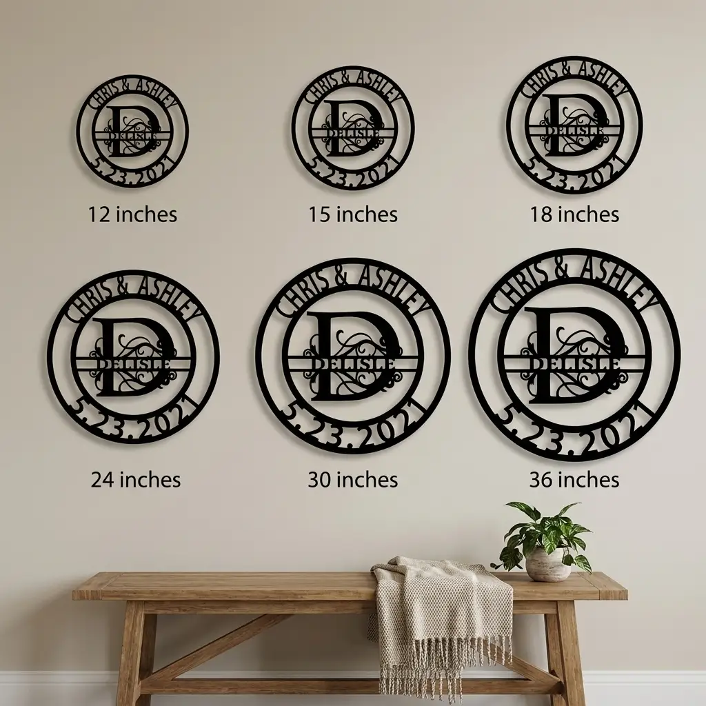 Personalized Split Monogram Metal Wall Art | Custom Family Name & Established Date Sign | Monogram Metal Decor | Made in USA