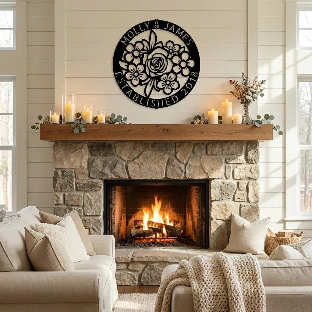 Personalized Floral Family Name Metal Sign | Custom Established Date Wall Art | Round Flower Monogram Steel Decor | Wedding, Anniversary & Housewarming Gift