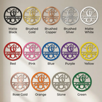 Circle Vine Monogram Personalized Name Indoor Outdoor Steel Wall Sign Metal Art
