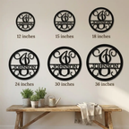 Circle Vine Monogram Personalized Name Indoor Outdoor Steel Wall Sign Metal Art