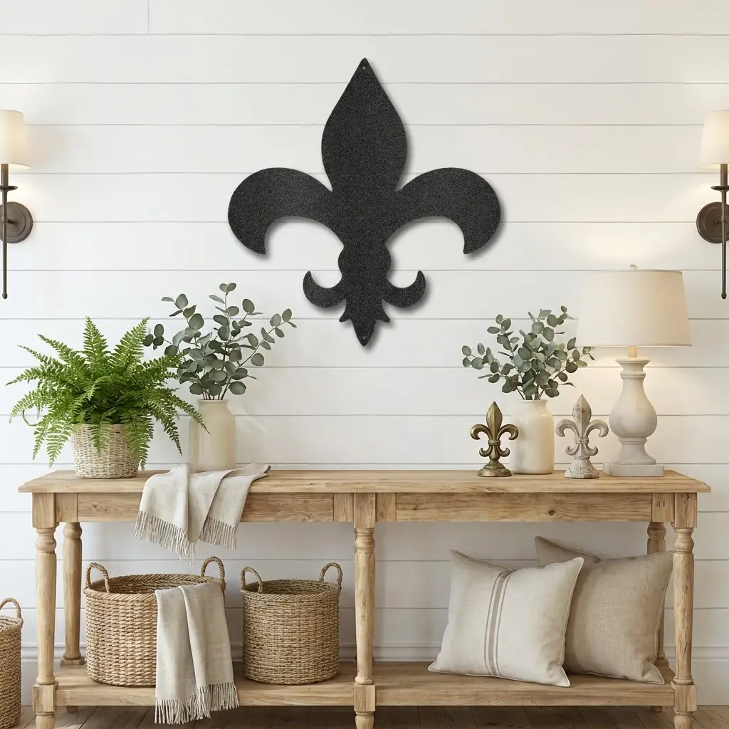 Fleur De Lis Steel Wall Art | Classic French Symbol Metal Decor | Indoor & Outdoor Wall Accent | Made in USA
