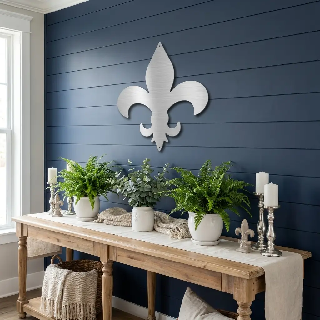 Fleur De Lis Steel Wall Art | Classic French Symbol Metal Decor | Indoor & Outdoor Wall Accent | Made in USA