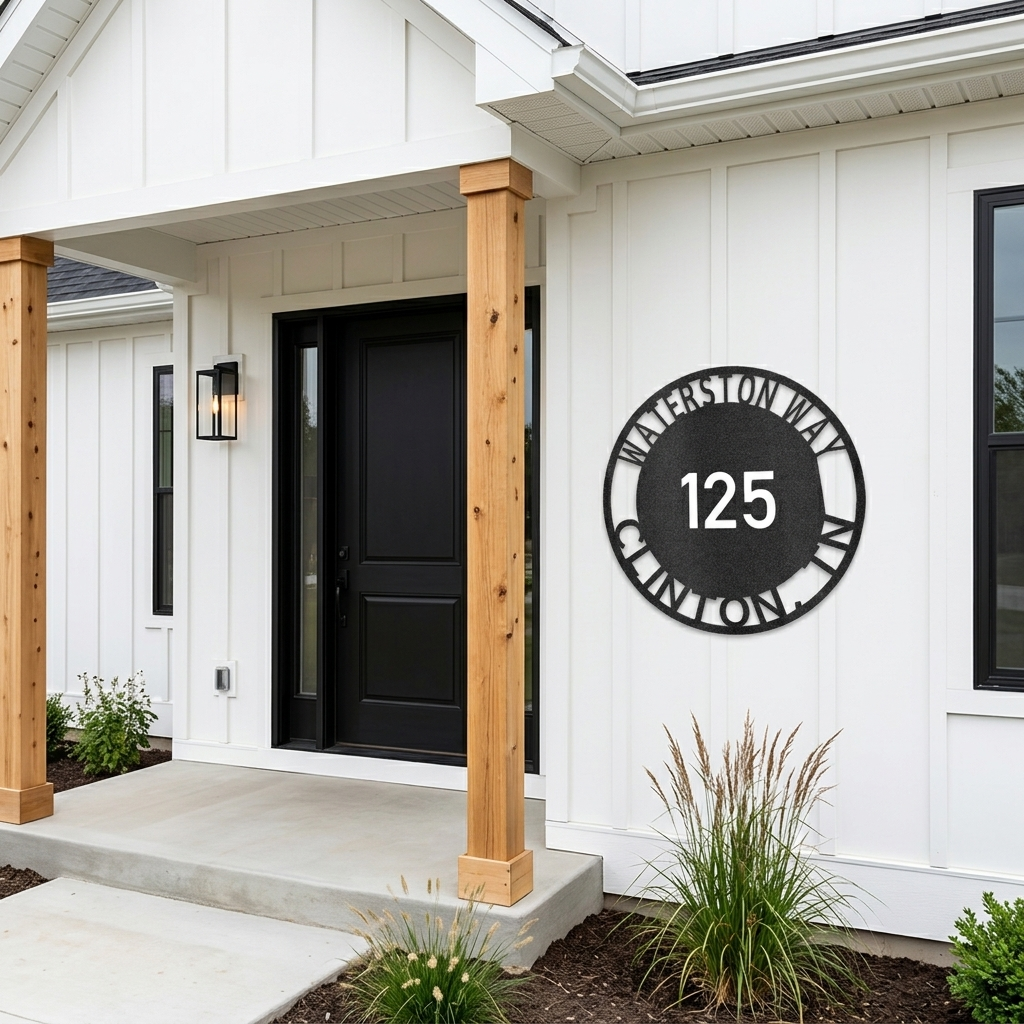 Personalized Address Sign, Custom House Number Sign, Outdoor Metal Address Plaque, Modern House Sign, Housewarming Gift