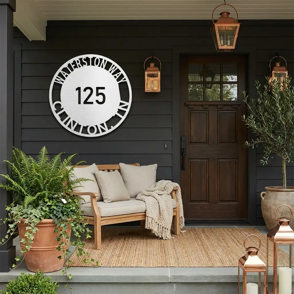 Personalized Address Sign, Custom House Number Sign, Outdoor Metal Address Plaque, Modern House Sign, Housewarming Gift