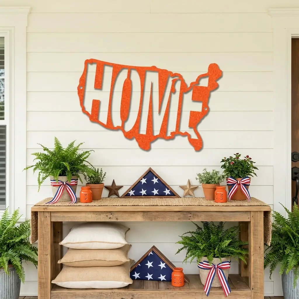 USA Home Indoor Outdoor Steel Wall Sign
