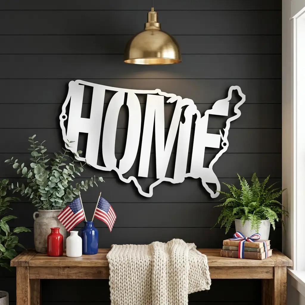 USA Home Indoor Outdoor Steel Wall Sign