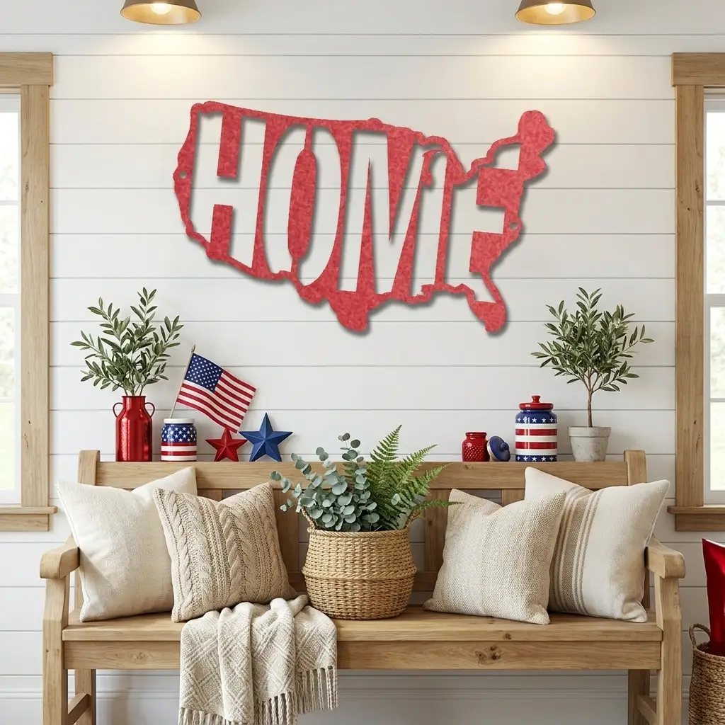 USA Home Indoor Outdoor Steel Wall Sign