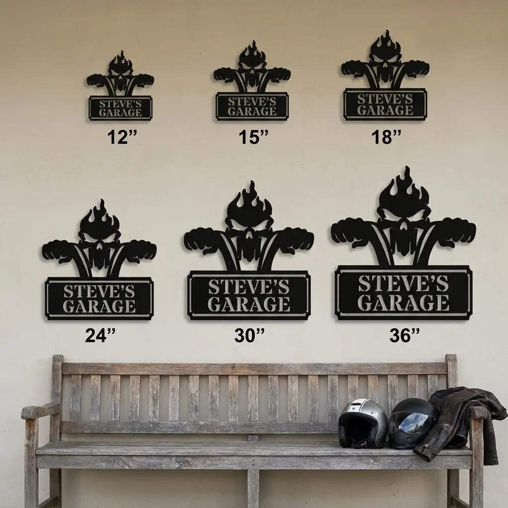 Personalized Motorcycle Biker Metal Wall Art | Custom Garage Name Sign