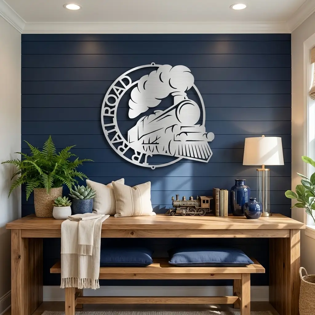 Personalized Steam Locomotive Metal Wall Art – Custom Railroad Train Name Sign – Vintage Train Decor – Railroad Enthusiast Gift