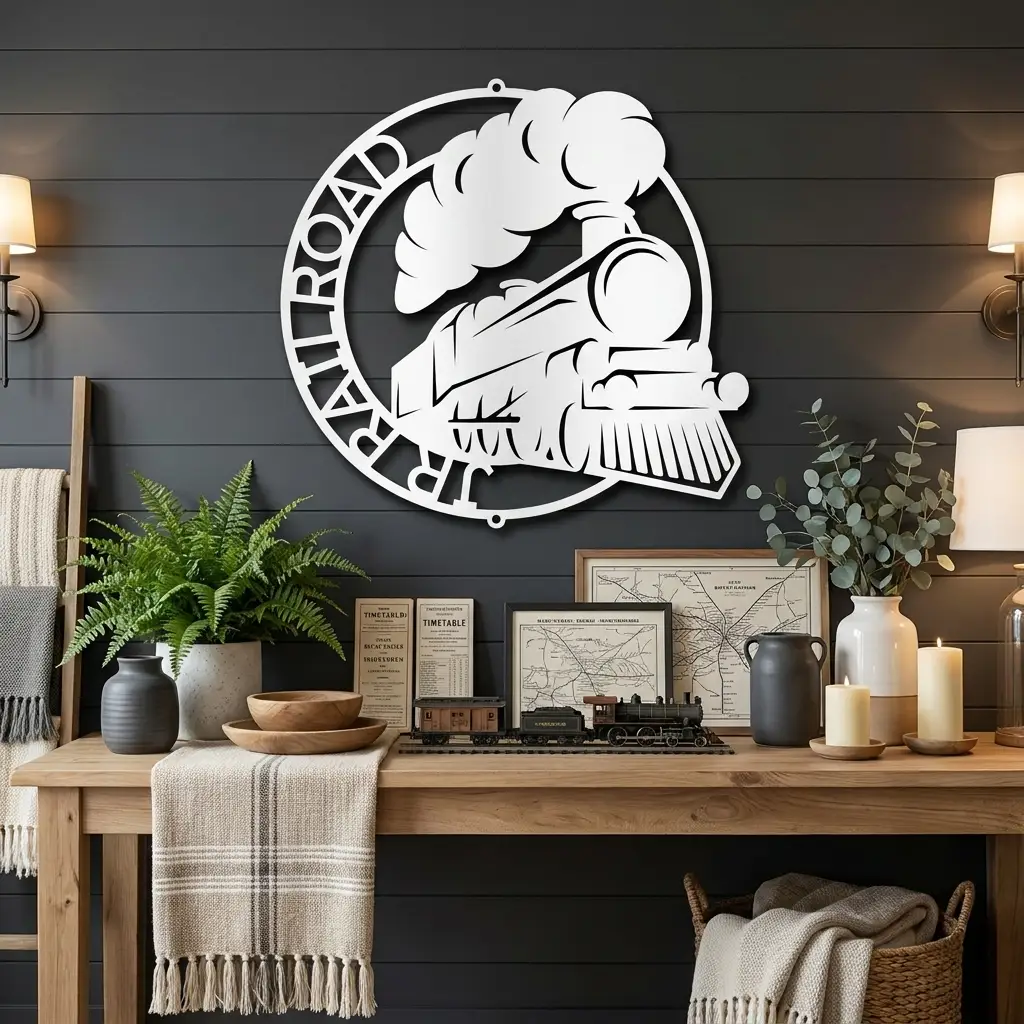 Personalized Steam Locomotive Metal Wall Art – Custom Railroad Train Name Sign – Vintage Train Decor – Railroad Enthusiast Gift