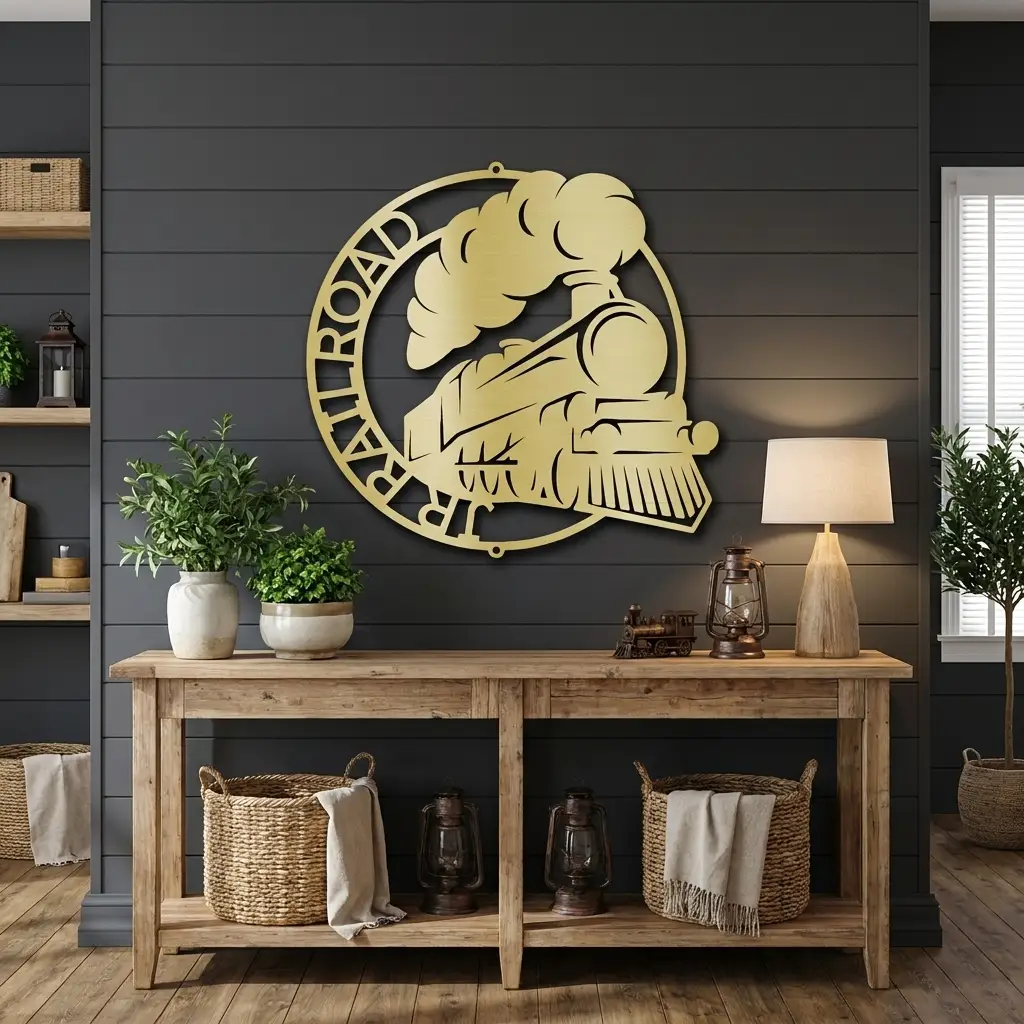 Personalized Steam Locomotive Metal Wall Art – Custom Railroad Train Name Sign – Vintage Train Decor – Railroad Enthusiast Gift